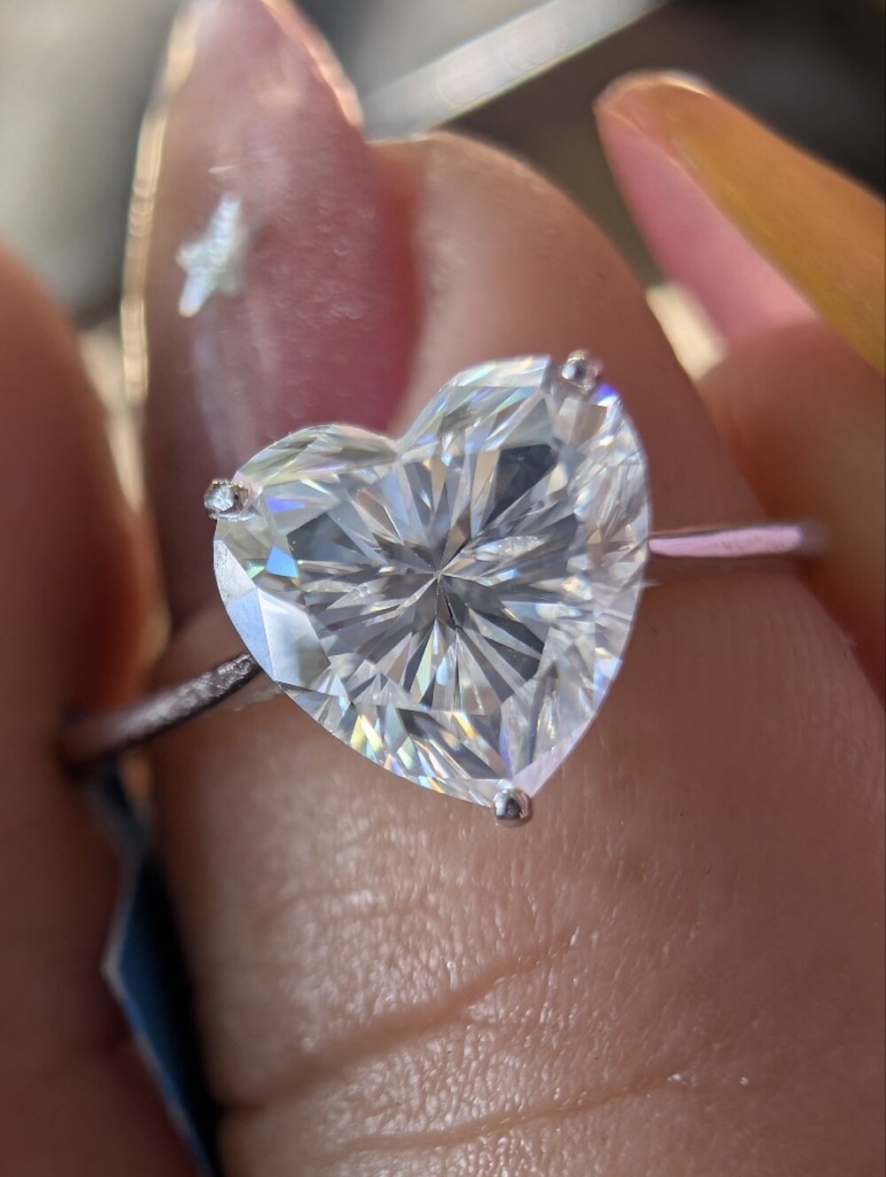 1.2ct Heart Cut Moissanite Solitaire Ring Sterling Silver GRA Certified Size 8